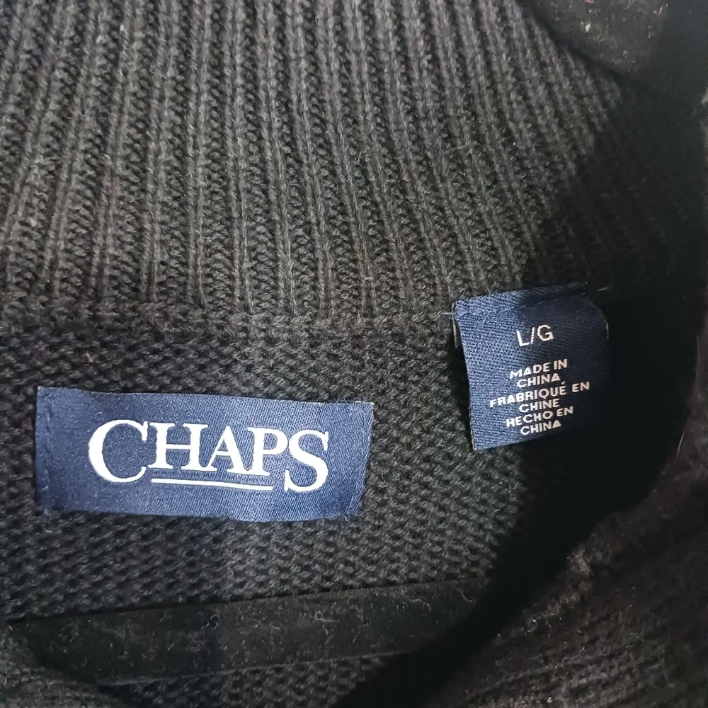 Chaps Black and White Men's Nordic fair Isle Sweater size large winter cozy
